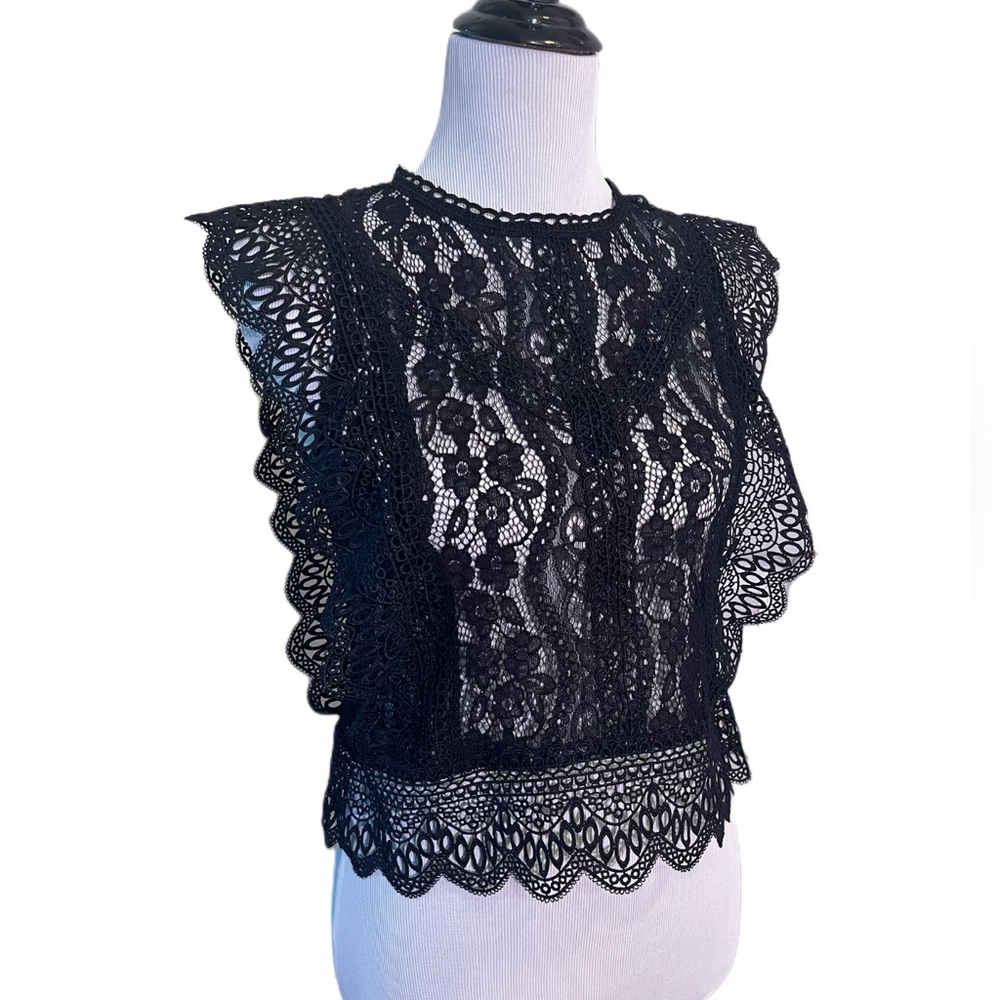 Womens Black sheer lace top size not listed